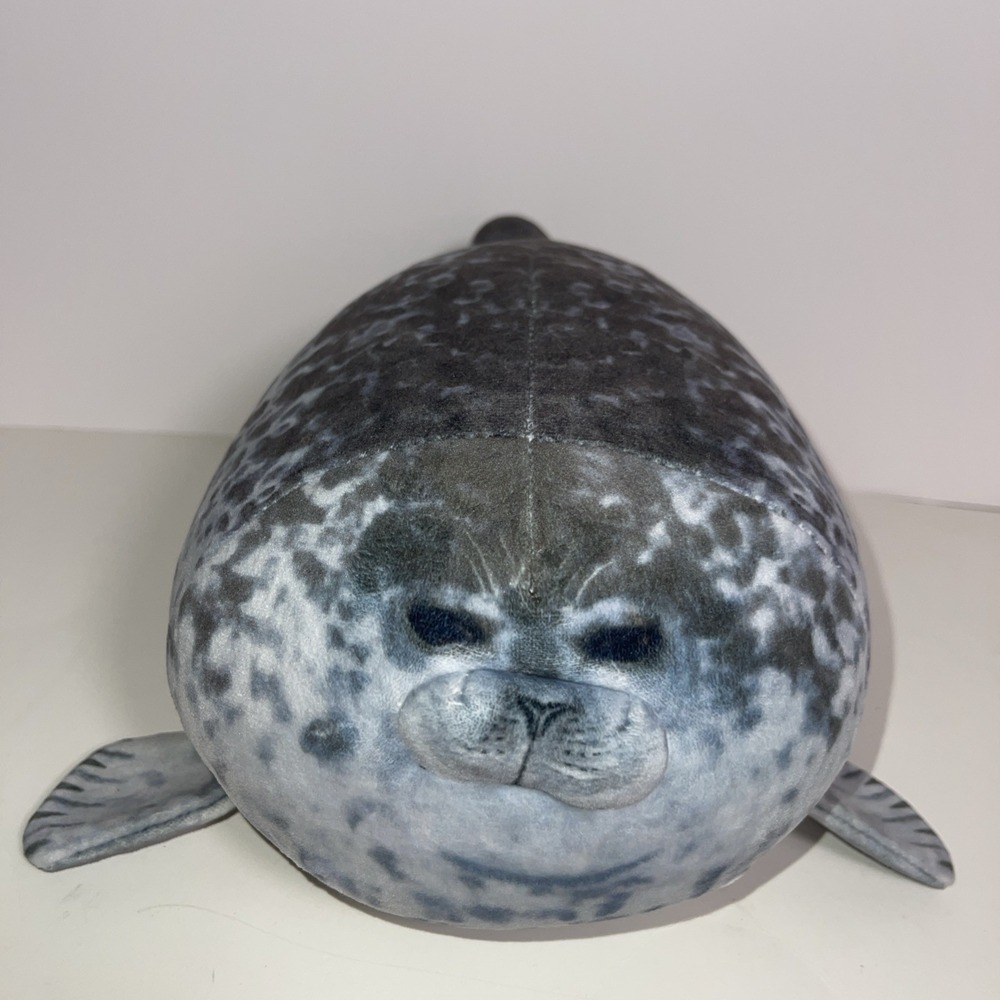 Medium 13" chubby blob seal plush pillow toy Decor Round Realistic Face Fun